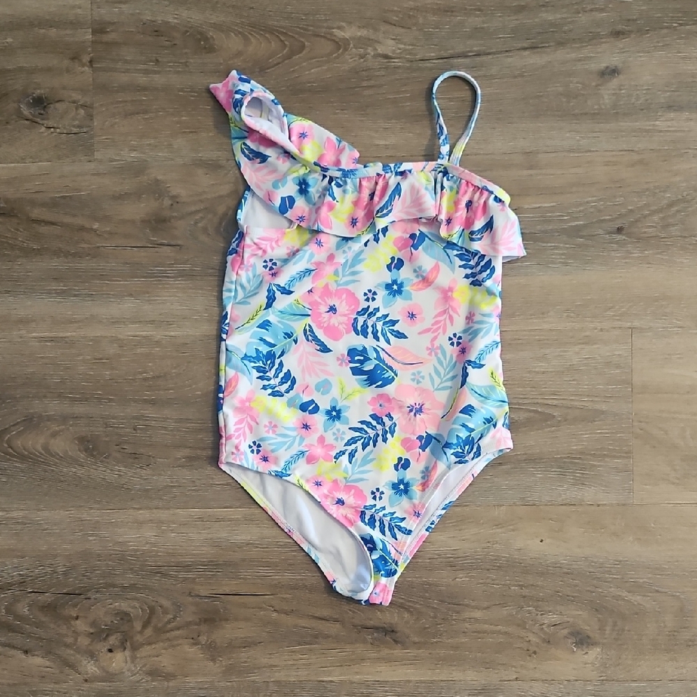 Tommy Bahama Pink and Blue One Piece Swimsuit with Ruffle Detail